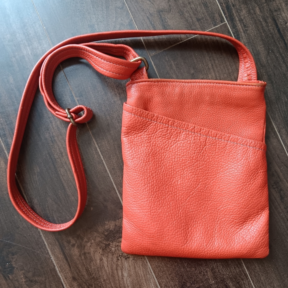 Orange Leather Crossbody Bag